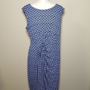 Enfocus Women Blue and White Sleeveless Dress